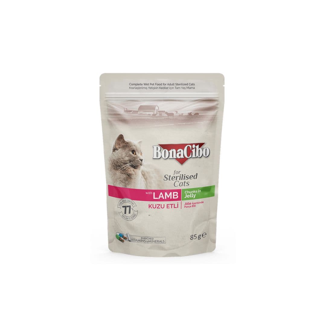 Bonacibo Sterilised Lamb Chunks In Jelly 85g Pack