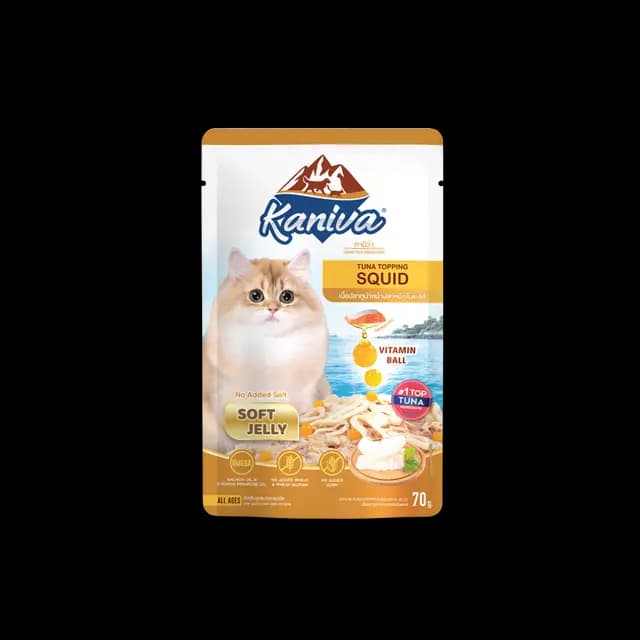 Kaniva Adult & Kitten Tuna Topping Squid In Jelly 70g Pack