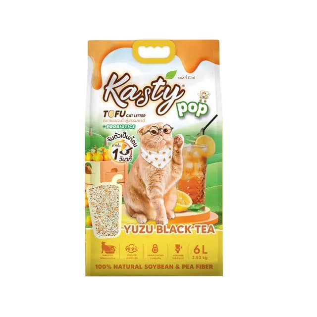 Kasty Pop Tofu Cat Litter Yuzu Black Tea Flavor 6L