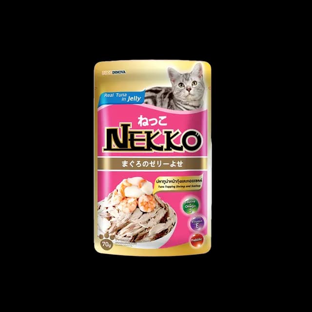 Nekko Adult Tuna Topping Shrimp and Seallop In Jelly 70g Pkt ( NP 6 )