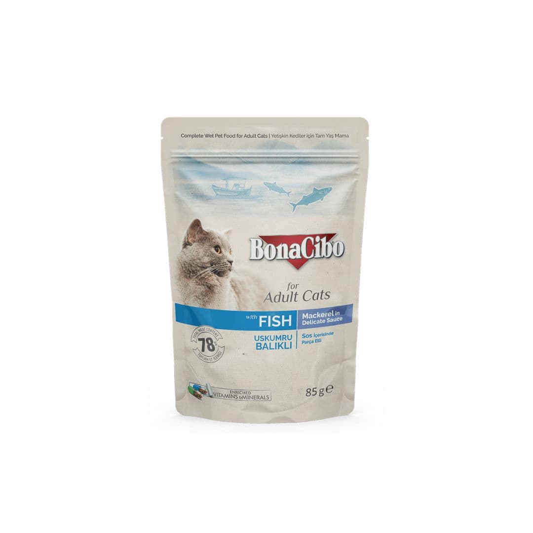Bonacibo Adult Fish Mackerel In Delicate Sauce 85g Pack