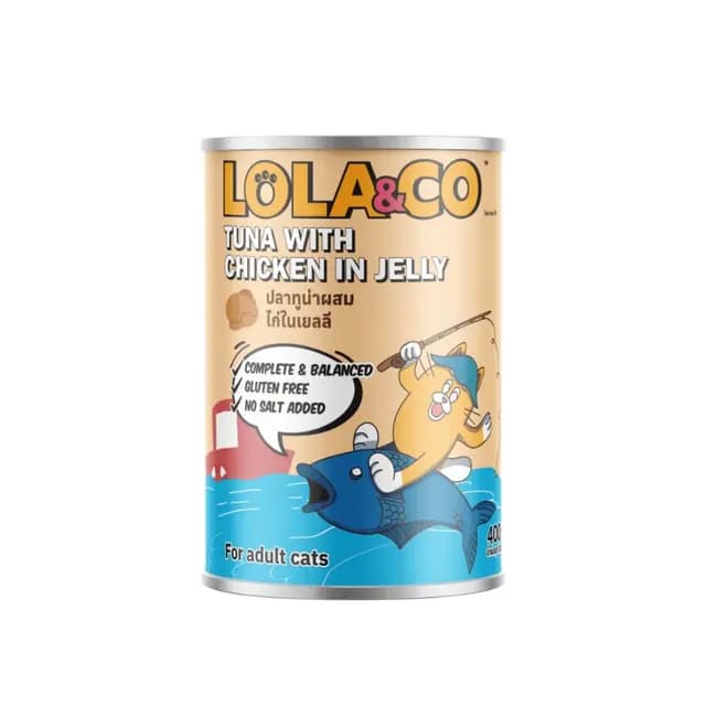 Lola & Co Adult Tuna With Chicken In Jelly 400g Can