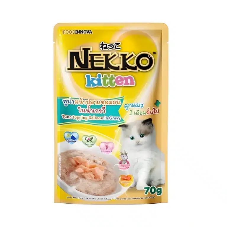 Nekko Kitten Tuna Topping Salmon In Gravy 70g Pkt ( NP 37 )